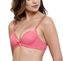 Load image into Gallery viewer, Deevaz Padded Women's Cotton Rich Medium Coverage Wired Push-Up Bra In Coral Pink Colour.