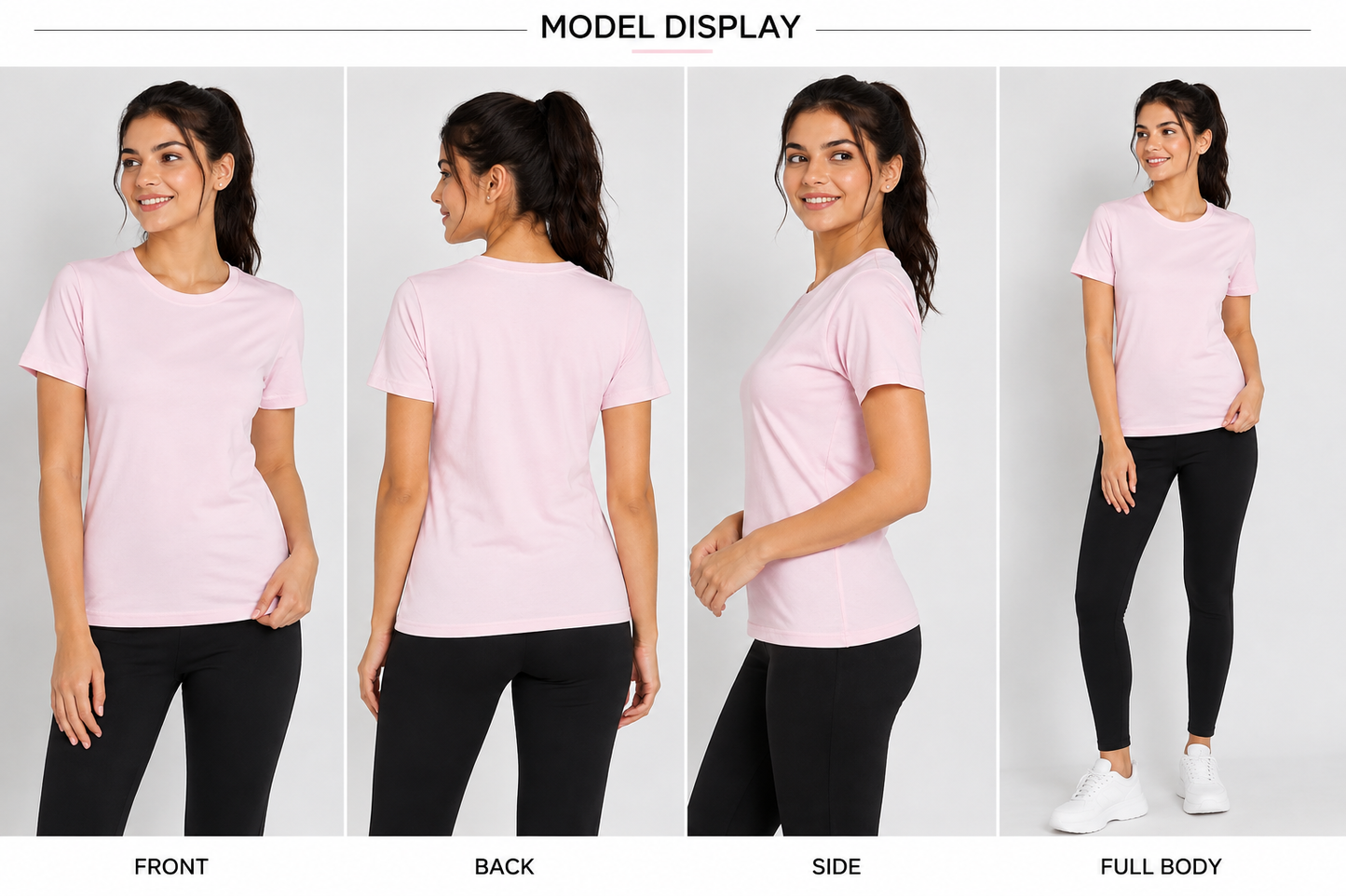 Deevaz Women’s Solid Light Pink Round Neck Half Sleeve T-Shirt