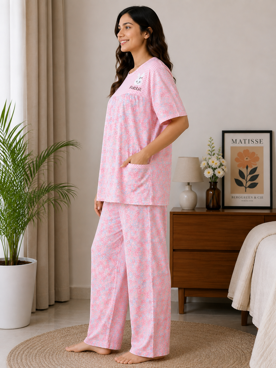 Deevaz Half Sleeve Top with Full-Length Pajama | Soft & Comfortable Sleepwear