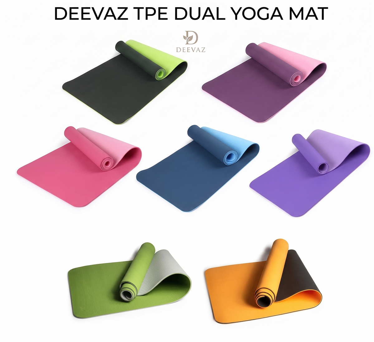 Deevaz Dual Color TPE Material Yoga Mat for Women & Men Anti-Slip Yoga Mat for Gym Workout Exercise Mat for Home Gym|Yoga Mat for Gym Workout & Yoga Exercise