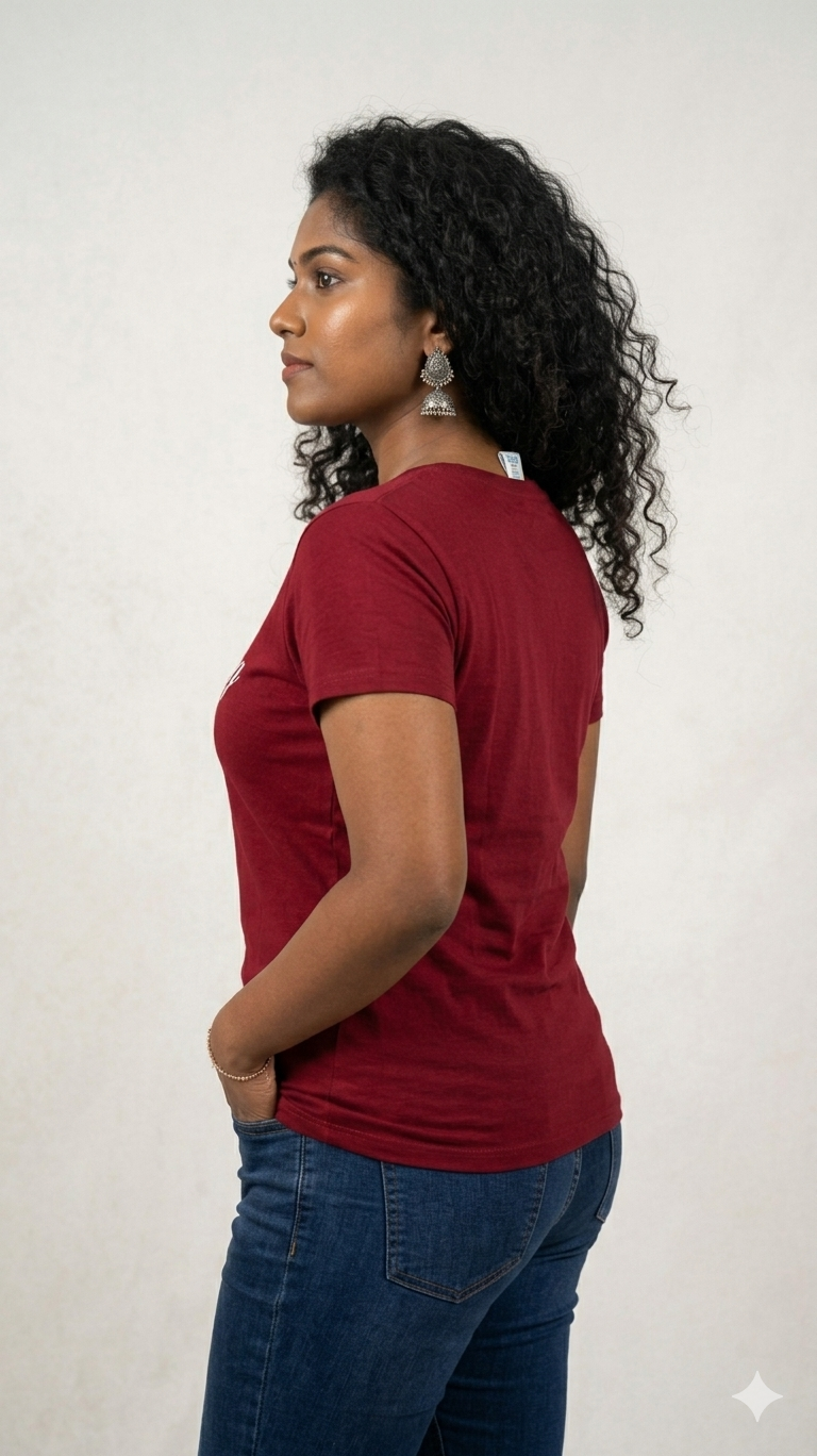 Deevaz Women's Plus Size Maroon Graphic Tee.