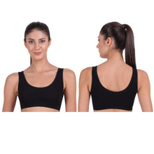 Load image into Gallery viewer, Deevaz Medium Impact Non-Padded non-wired Sports Air Bra in Black Colour for Teenagers