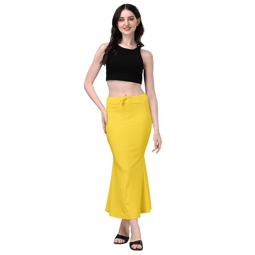 Deevaz Lycra Saree Shapewear (Side Slits) For Perfect Saree Shaper in Yellow Color.