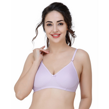 Load image into Gallery viewer, Deevaz Women's Poly Cotton Padded Wire Free Regular Bra In Baby Purple Color.