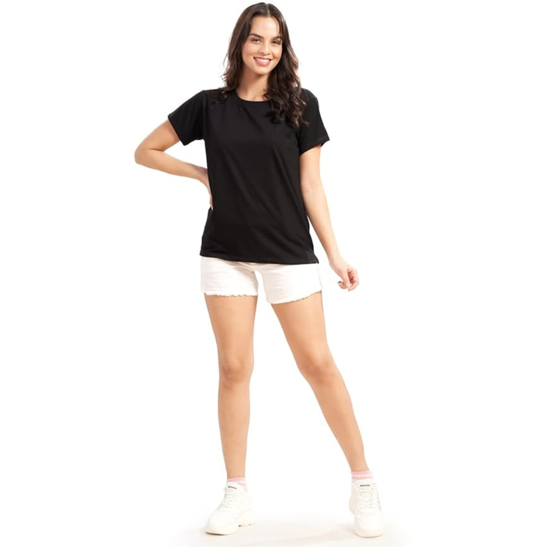Deevaz Women's Cotton Relaxed Fit Lounge T Shirt - Relax Fit, Round Neck, Short Sleeves.
