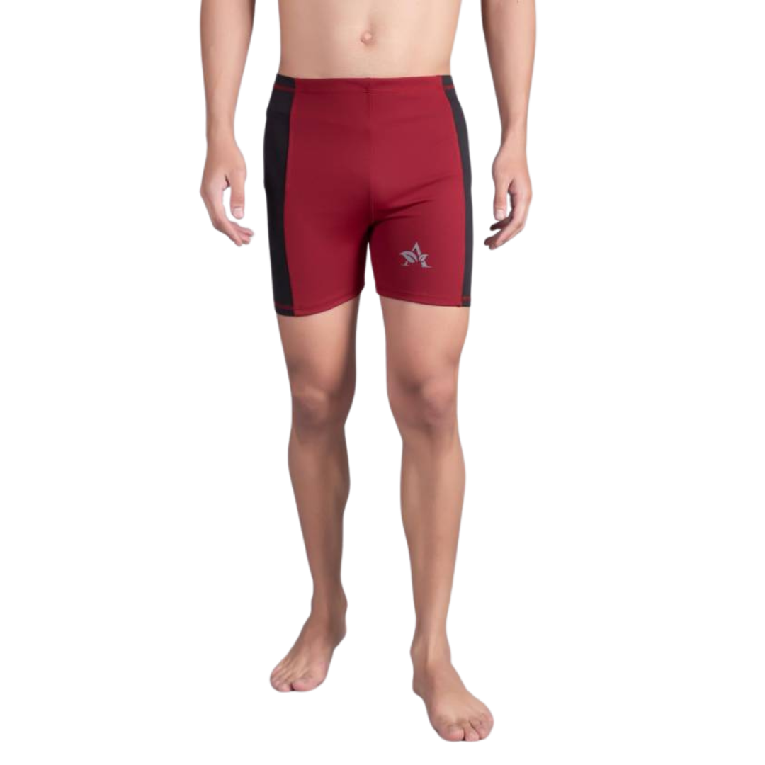Deevaz Men's Colorblocked Slim-Fit Swim Shorts In Maroon Black
