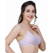 Load image into Gallery viewer, Deevaz Women's Poly Cotton Padded Wire Free Regular Bra In Baby Purple Color.