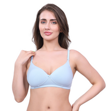 Load image into Gallery viewer, Deevaz Women's Poly Cotton Padded Wire Free Regular Bra In Blue Color.