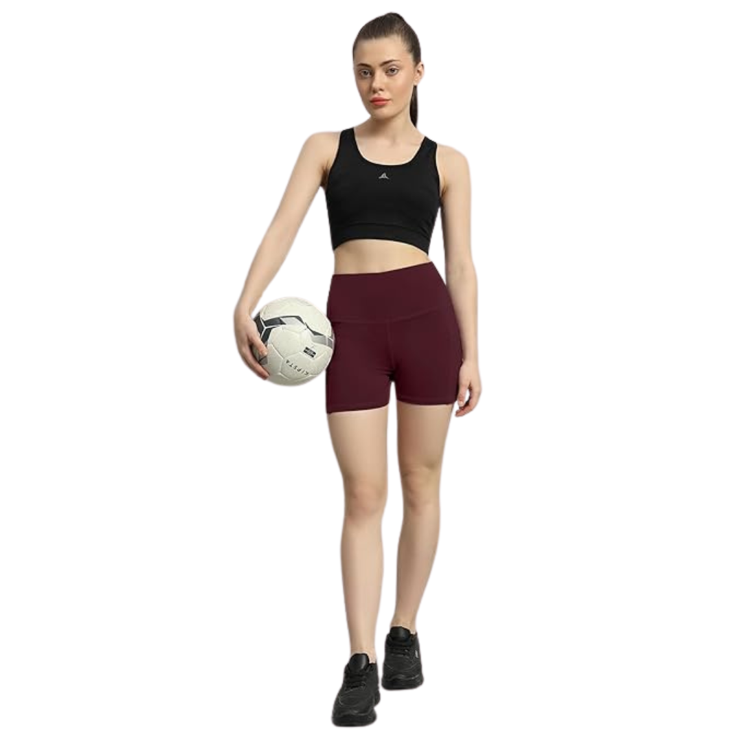 Deevaz High Waist Workout Shorts for Women, Midnight Sky, Bike Shorts with Elastic Waistband and Pockets.