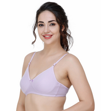 Load image into Gallery viewer, Deevaz Women's Poly Cotton Padded Wire Free Regular Bra In Baby Purple Color.