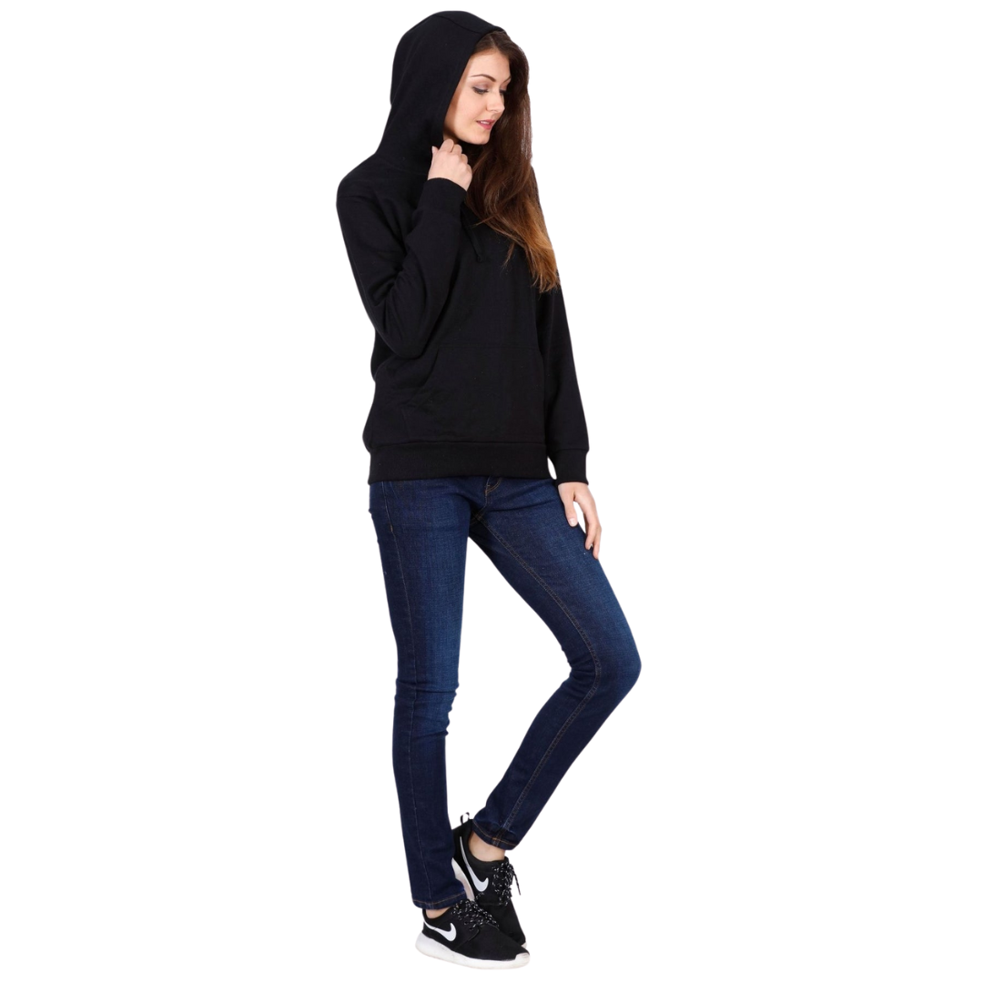 Deevaz Hoodie Full Sleeves Cool & Stylish Sweatshirt Winter Wear For Women In Black Color.