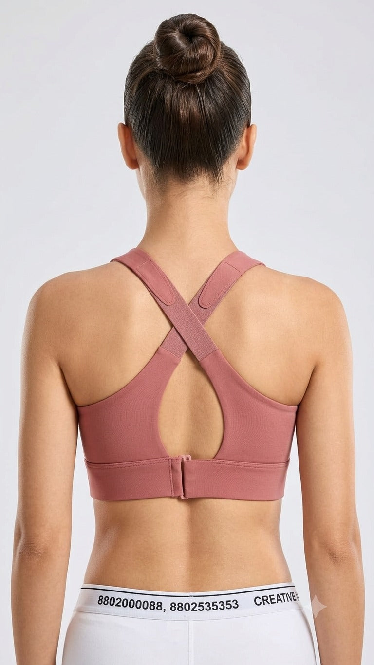 Deevaz Full-Support Workout Sports Bra with Front Closure & Adjustable Straps