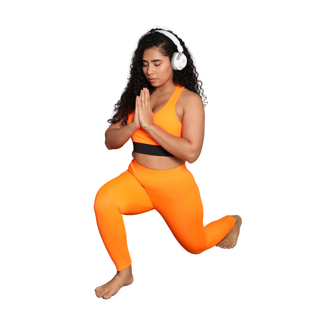 Deevaz Comfort & Snug Fit Active Ankle-Length Tights In Orange Color .