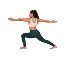 Load image into Gallery viewer, Deevaz Medium Impact Padded Non-Wired Sports Bra In Peach Color Cross Back Strap Detailing.