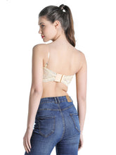 Load image into Gallery viewer, Deevaz Combo Of 3 Padded Tube Bra In Maroon, Skin & White Poly-Lace Fabric With Removable Transparent Straps.