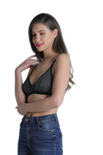Load image into Gallery viewer, Deevaz Printed Cotton Everyday Non Padded Demi-cup Bra Combo of 3 in Grey Blue & Maroon