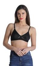 Load image into Gallery viewer, Deevaz Combo Of 3 (Black- Red-Purple ) Breathable Cotton Solid T-Shirt Bra With Mesh Detailing For Everyday Basics.