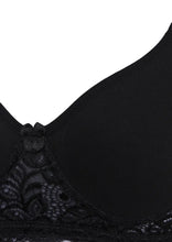 Load image into Gallery viewer, Deevaz Black Colour Spacer Cup Light-Padded Non-Wired Full Coverage Lace Bra