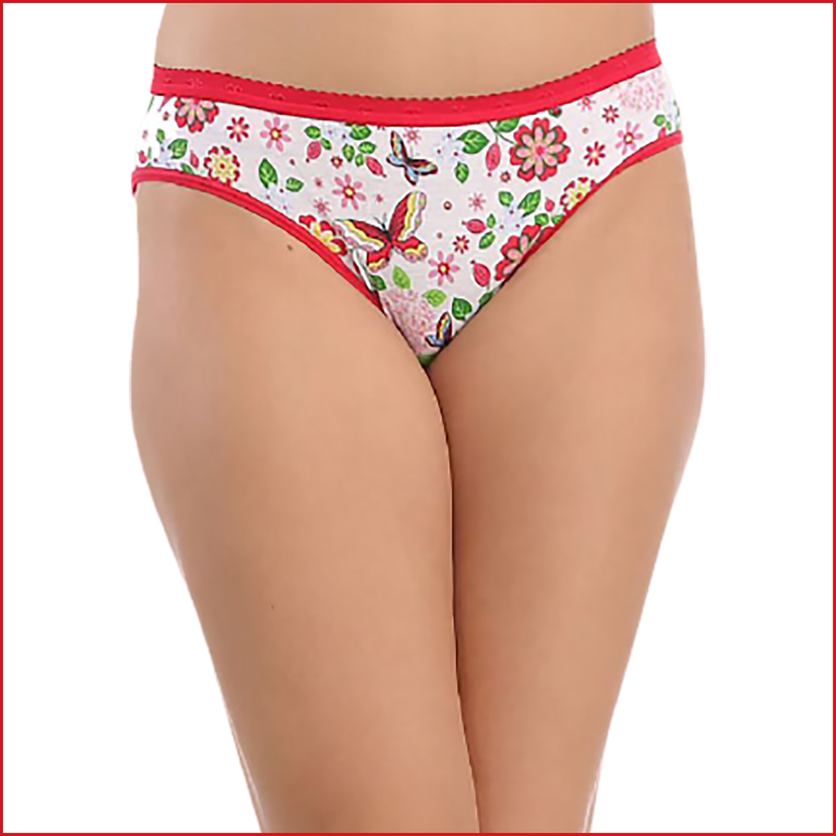 Deevaz Cotton Rich Mid Waist Butterfly Printed Hipster Panty Combo of 2 in Red & Purple Colour