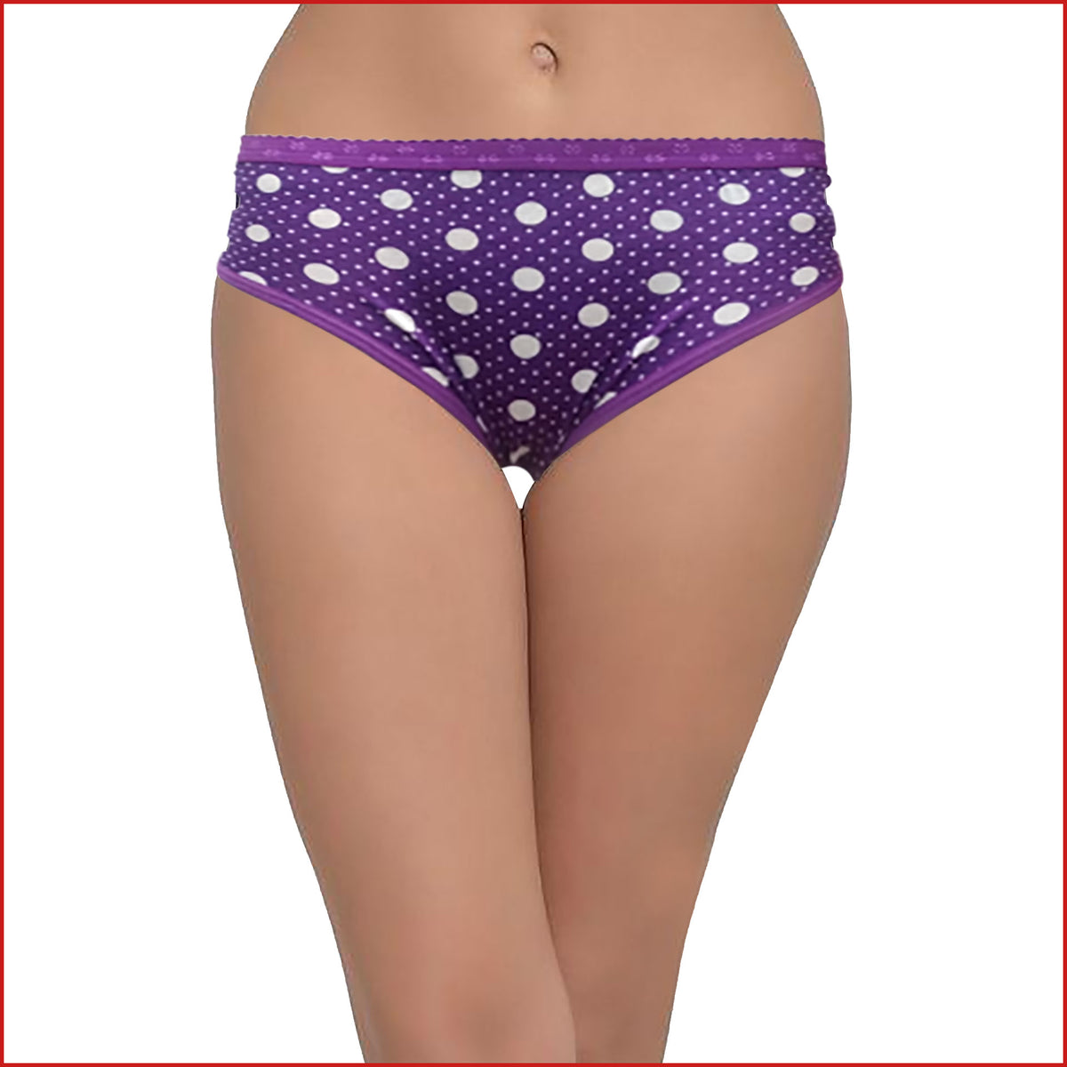 Deevaz Cotton Rich Mid Waist Printed Hipster Panty Combo of 3 in Pink, Blue & Purple Colour.