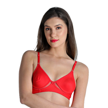Load image into Gallery viewer, Deevaz Combo Of 3 (Black- Red-Purple ) Breathable Cotton Solid T-Shirt Bra With Mesh Detailing For Everyday Basics.
