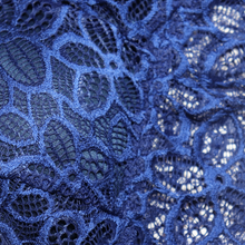 Load image into Gallery viewer, Deevaz Padded non-wired Floral Lace Crop Bralette in Royal Blue Colour with Cross strap detailing.