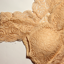 Load image into Gallery viewer, Deevaz Padded non-wired Floral Lace Crop Bralette in Beige Colour.