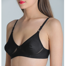 Load image into Gallery viewer, Deevaz Combo Of 3 (Black- Red-Purple ) Breathable Cotton Solid T-Shirt Bra With Mesh Detailing For Everyday Basics.