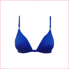 Load image into Gallery viewer, Deevaz Non-padded Front open Cotton rich Solid T-Shirt Bra in Blue Colour.