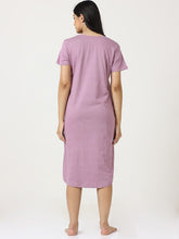 Load image into Gallery viewer, Deevaz Typography Printed Pure Cotton Nightdress One Slip In Lavender Color.