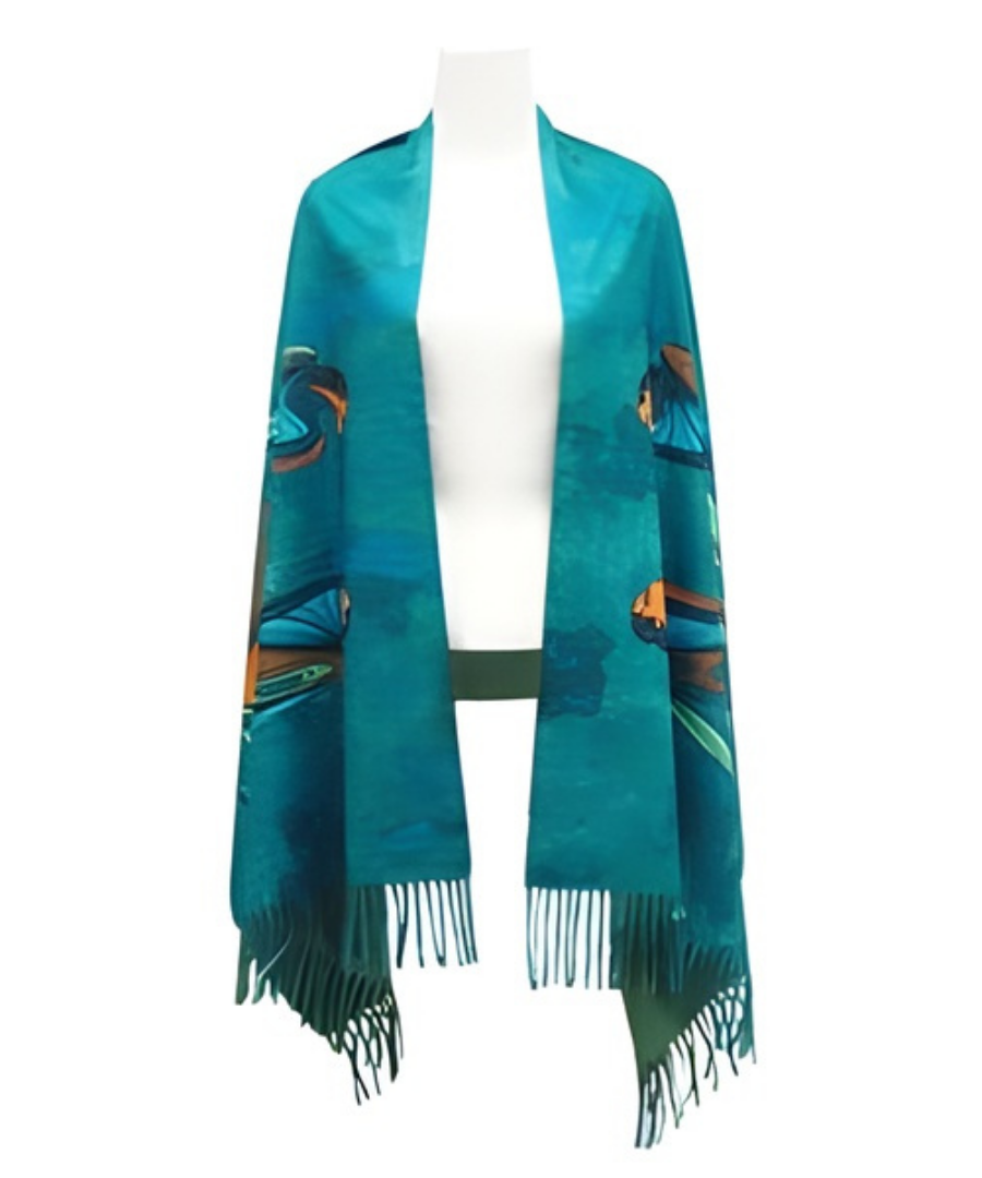 deevaz Acrylic Printed Women Shawl  (Green)