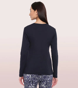 Deevaz Cotton Long Sleeve Crew Tee In Black Color.