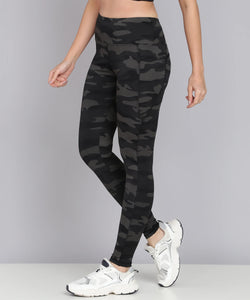 Deevaz Comfort & Snug Fit Active Ankle-Length Tights In Black Camouflage