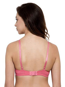 Deevaz Padded Women's Cotton Rich Medium Coverage Wired Push-Up Bra In Coral Pink Colour.