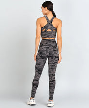Load image into Gallery viewer, Deevaz Pair Of Comfort Fit Active Sports Bra &amp; Snug Fit Active Ankle-Length Tights In Grey Camouflage Color.