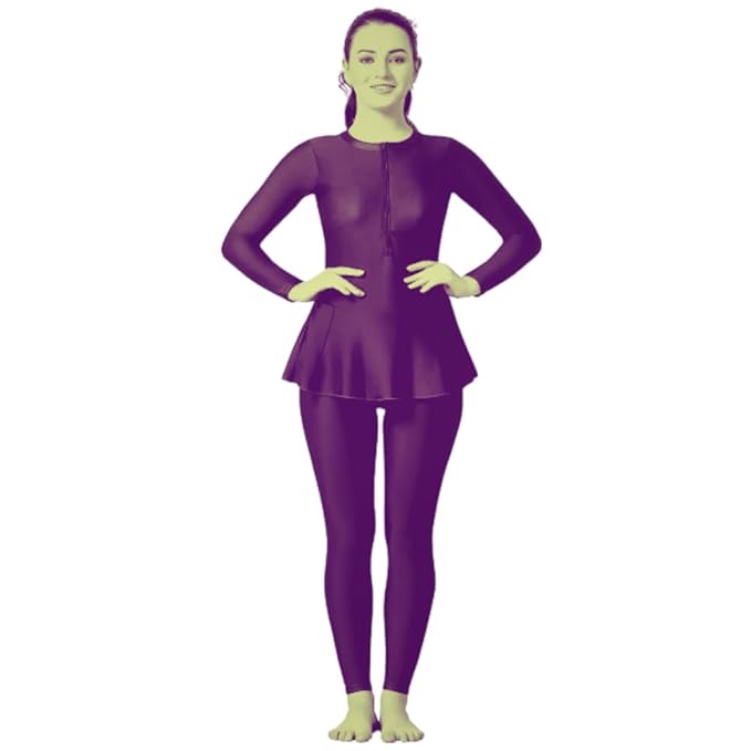Deevaz West Essence Women's Swimming Costume with Removable Chest Pads Frock Style with Front Zipper.