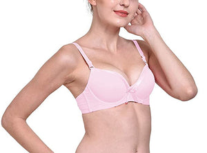 Deevaz Padded Women's Cotton Rich Medium Coverage wired Push-up Bra in0 Baby Pink Colour.