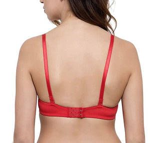 Deevaz Padded Women's Cotton Rich Medium Coverage Wired Push-Up Bra In Red Colour.