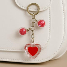 Load image into Gallery viewer, Decorative Crystal Love Heart with Shining Star Drifting Glass Bottle Keychain for Lover Gifts Key Chain, Perfect for Bag Backpack Charm Ornament, Car &amp; Bike Keyrings