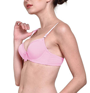 Deevaz Padded Women's Cotton Rich Medium Coverage wired Push-up Bra in0 Baby Pink Colour.