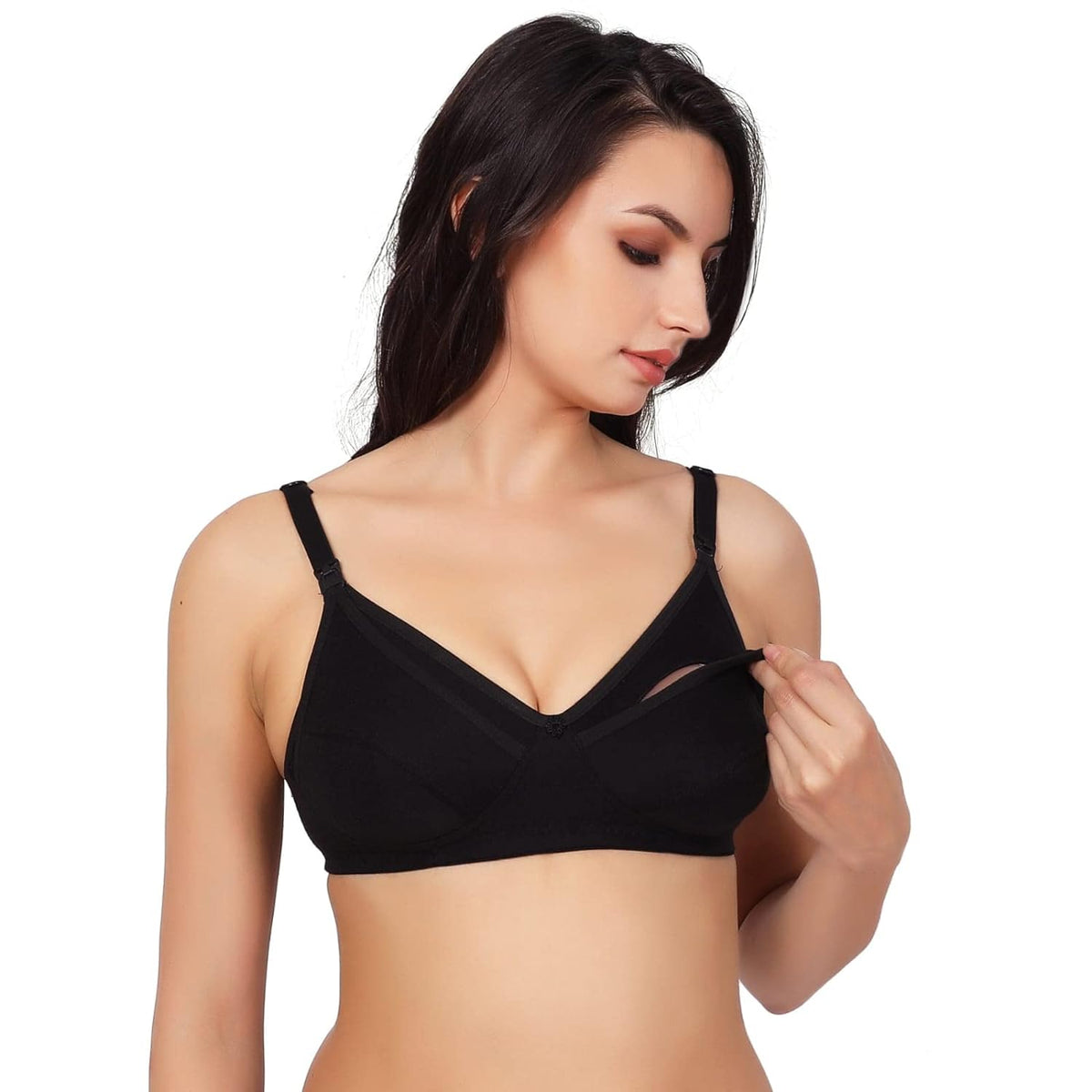 Deevaz Women Maternity/Nursing Non Padded Bra (Skin, White, Black)