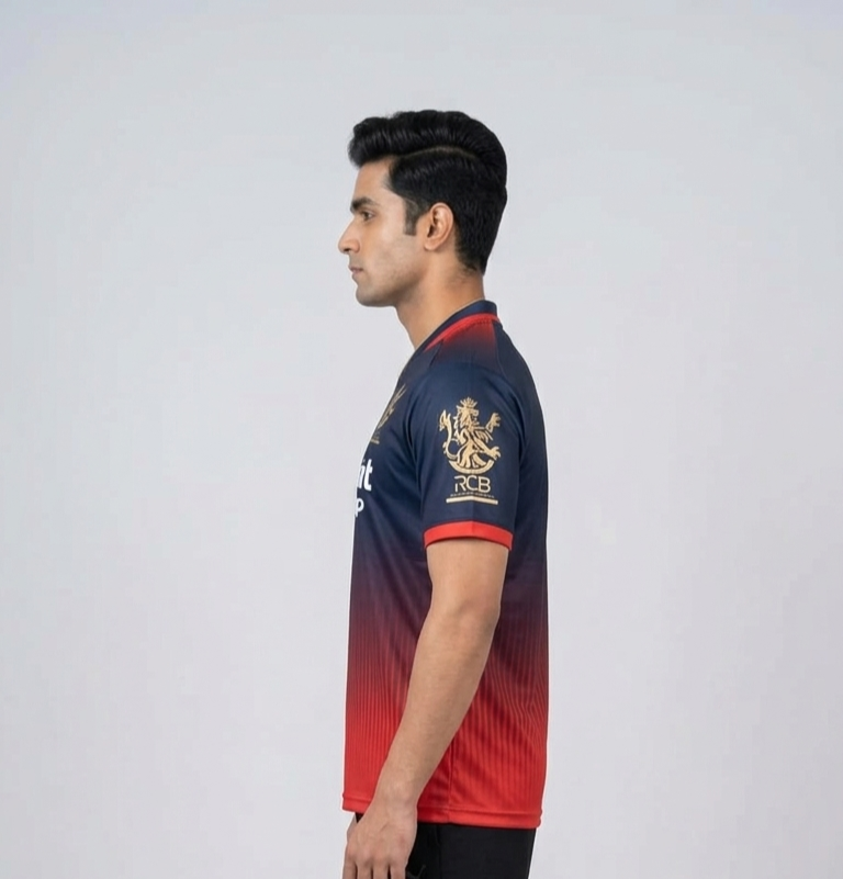 Deevaz Men's Royal Challengers Bengaluru (RCB) Polo Jersey – Side View