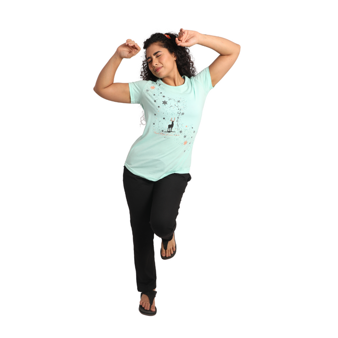 Deevaz Women Cotton Night Suit Set Printed Set of T-shirt & Pajama Nightwear Night Dress for Girls.