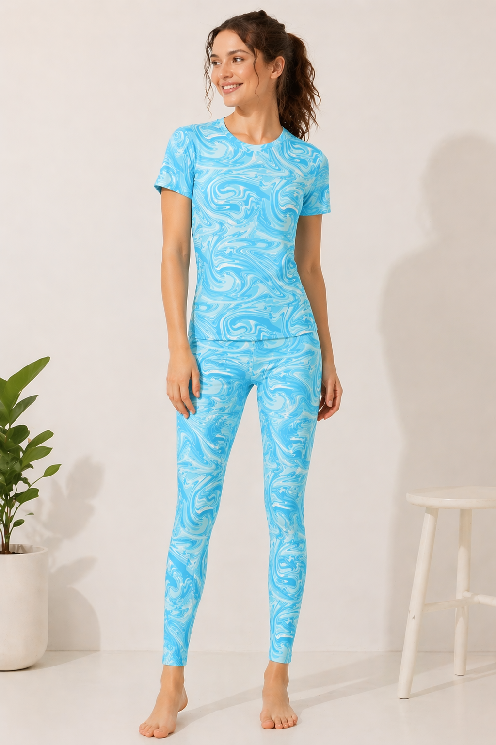 Deevaz Women’s Blue Printed  T-shirt & lower.