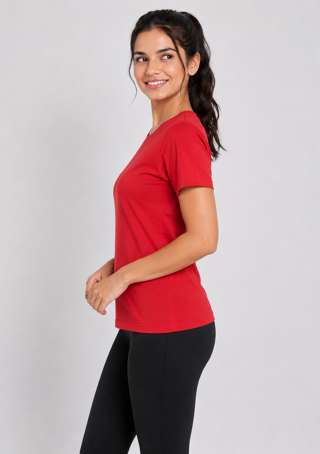 Deevaz Women’s Solid Red Round Neck Half Sleeve T-Shirt