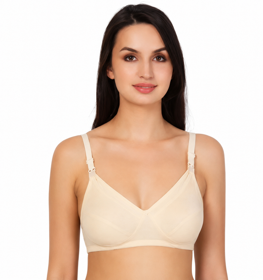 Deevaz Women Maternity/Nursing Non Padded Bra (Skin, White, Black)