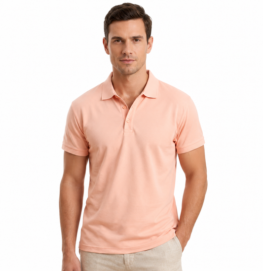 Deevaz Men’s Solid Peach Polo T-Shirt – Premium Casual Wear.