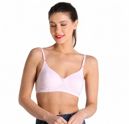 Deevaz Cotton Everyday Non Padded Non Wired T-shirt Bra in Pink Colour