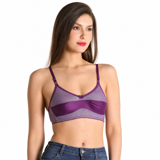 Deevaz Non-padded Cotton Rich Denim Inspired Bra - Denim Purple Colour