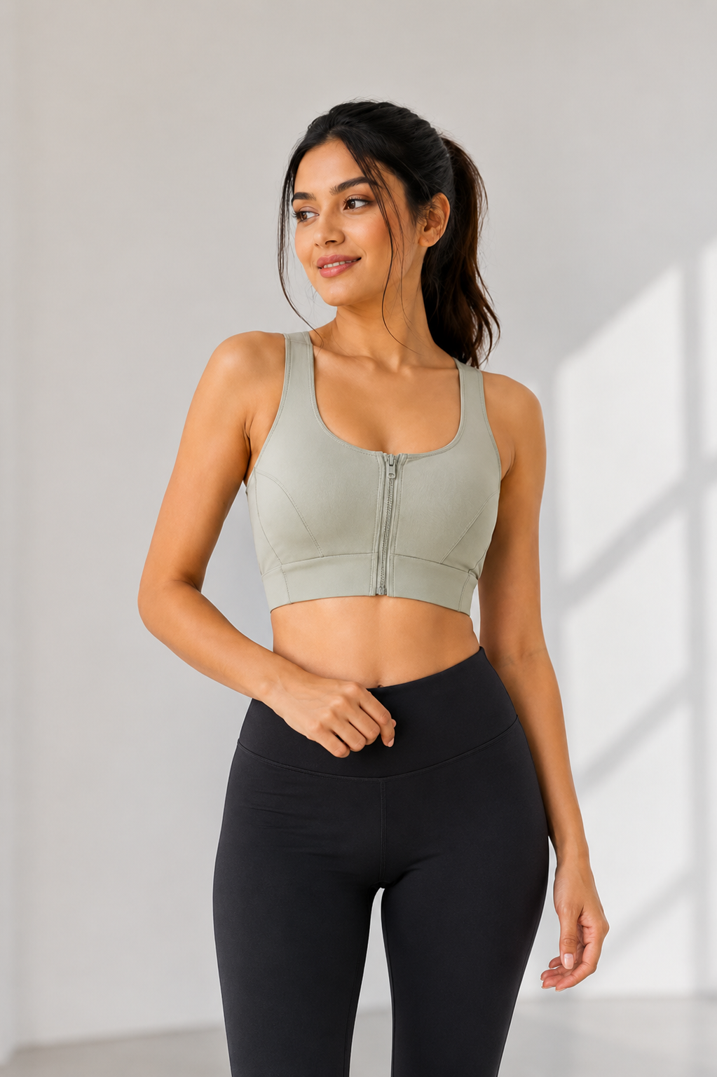 Deevaz Women's Front Zip High Velcrow  Bra | Padded Workout Yoga Gym Bra